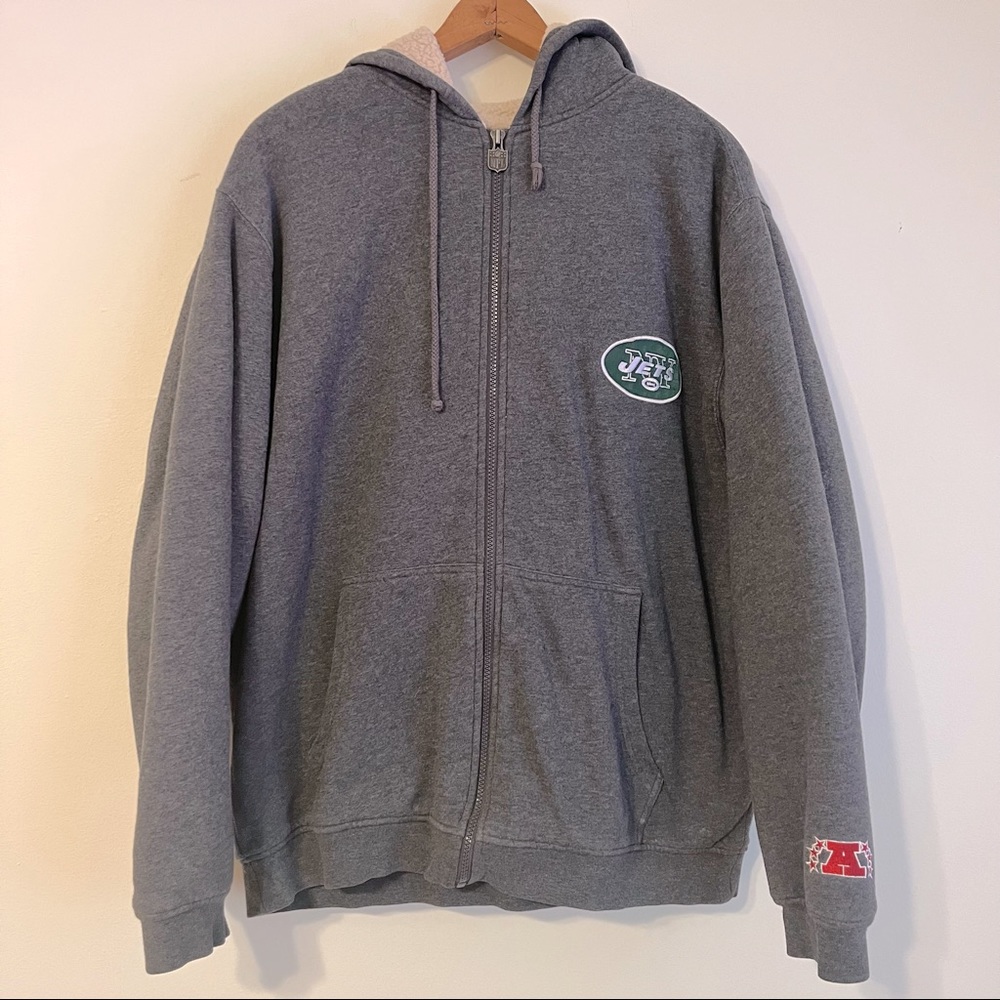 NFL Pro Line Jets heavy hooded jacket.
